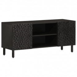 Szafka pod telewizor, czarna, 105x33x46 cm, lite drewno mango