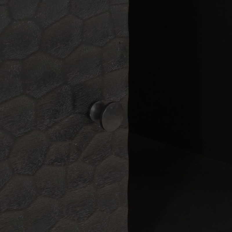 Szafka, czarna, 80x33x75 cm, lite drewno mango