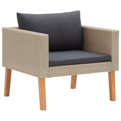 Pojedyncza sofa ogrodowa z poduszkami, rattan PE, beż