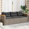 3-osobowa sofa ogrodowa z poduszkami, szara, polirattan