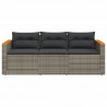 3-osobowa sofa ogrodowa z poduszkami, szara, polirattan