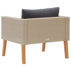 Pojedyncza sofa ogrodowa z poduszkami, rattan PE, beż