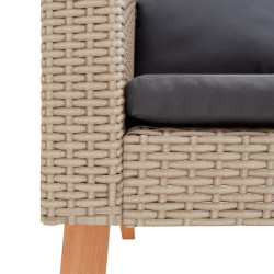 Pojedyncza sofa ogrodowa z poduszkami, rattan PE, beż