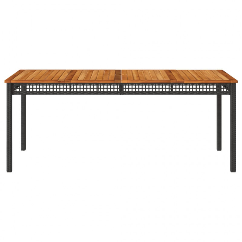 Stół ogrodowy, czarny, 180x90x75 cm, polirattan i akacja