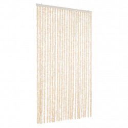 Zasłona przeciwko owadom, beżowo-biała, 100x220 cm, szenil