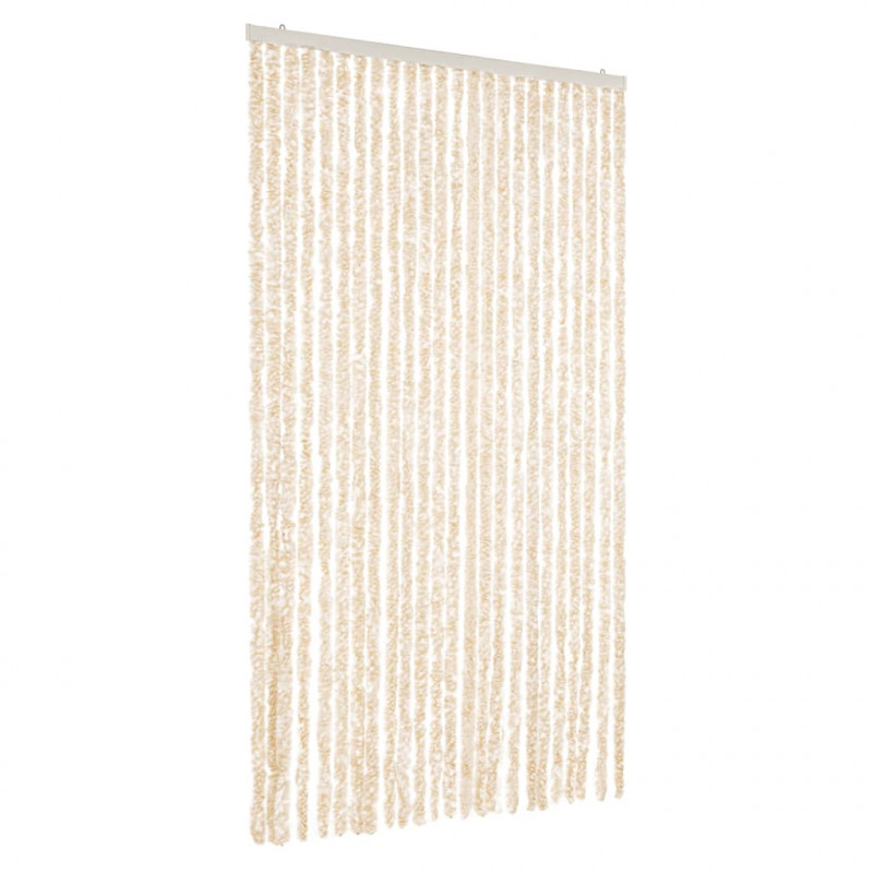 Zasłona przeciwko owadom, beżowo-biała, 100x220 cm, szenil