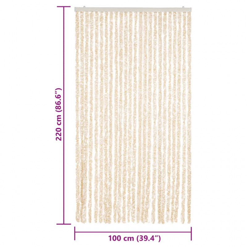 Zasłona przeciwko owadom, beżowo-biała, 100x220 cm, szenil