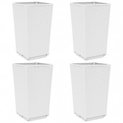 Donice ogrodowe, 4 szt., białe, 32,5x32,5x57, PP