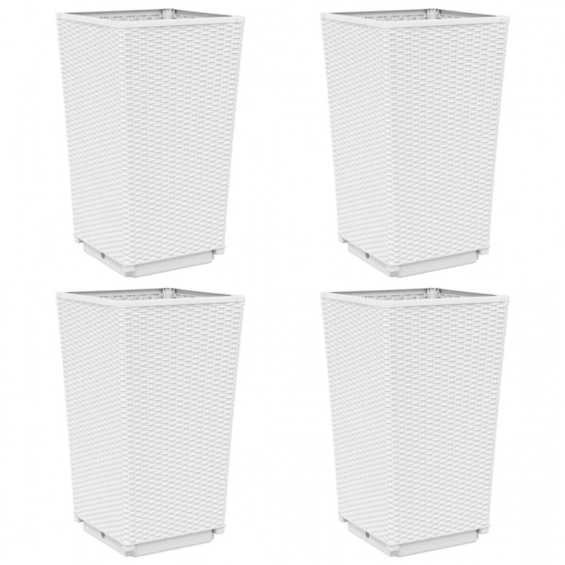 Donice ogrodowe, 4 szt., białe, 32,5x32,5x57, PP