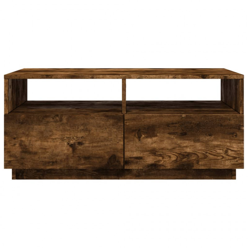 Stolik kawowy z oświetleniem LED, przydymiony dąb, 90x49x40 cm