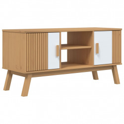 Szafka RTV OLDEN, biało-brązowa, 114x43x57 cm, drewno sosnowe