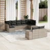 9-cz. zestaw mebli ogrodowych, poduszki, jasnoszary polirattan