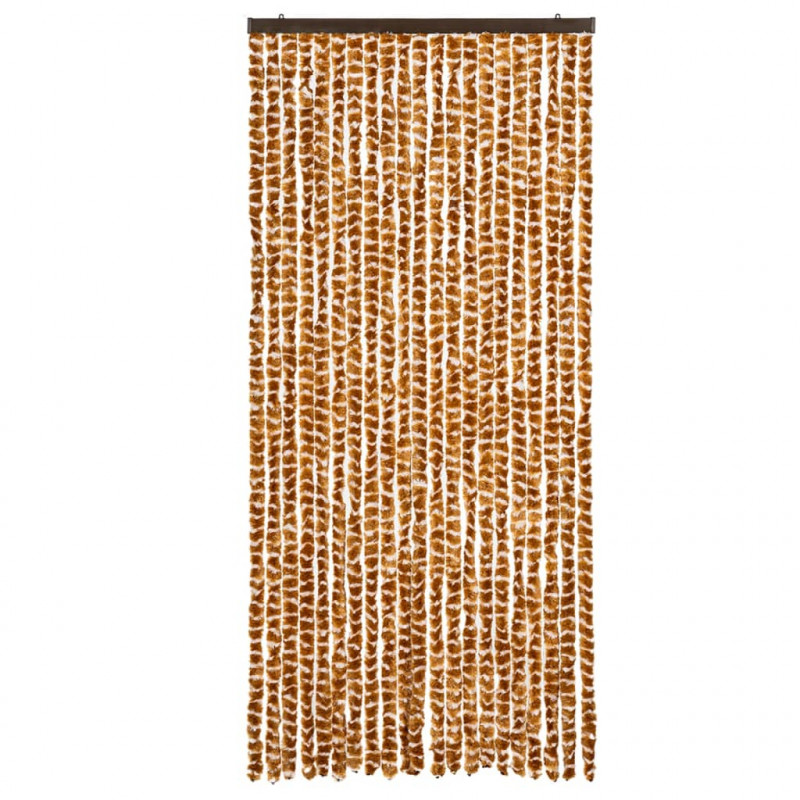 Zasłona przeciwko owadom, ochra i biel, 90x200 cm, szenil