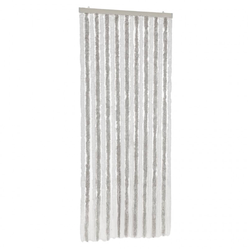 Zasłona przeciwko owadom, jasnoszaro-biała, 56x200 cm, szenil