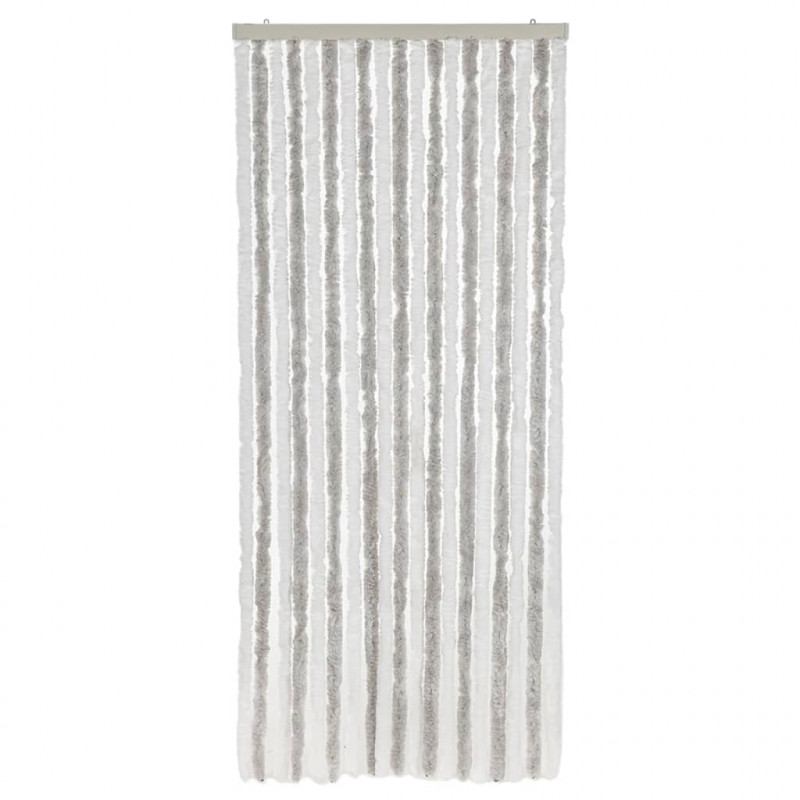 Zasłona przeciwko owadom, jasnoszaro-biała, 56x200 cm, szenil