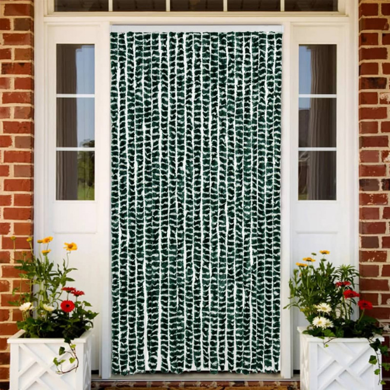 Zasłona przeciwko owadom, zielono-biała, 90x200 cm, szenil