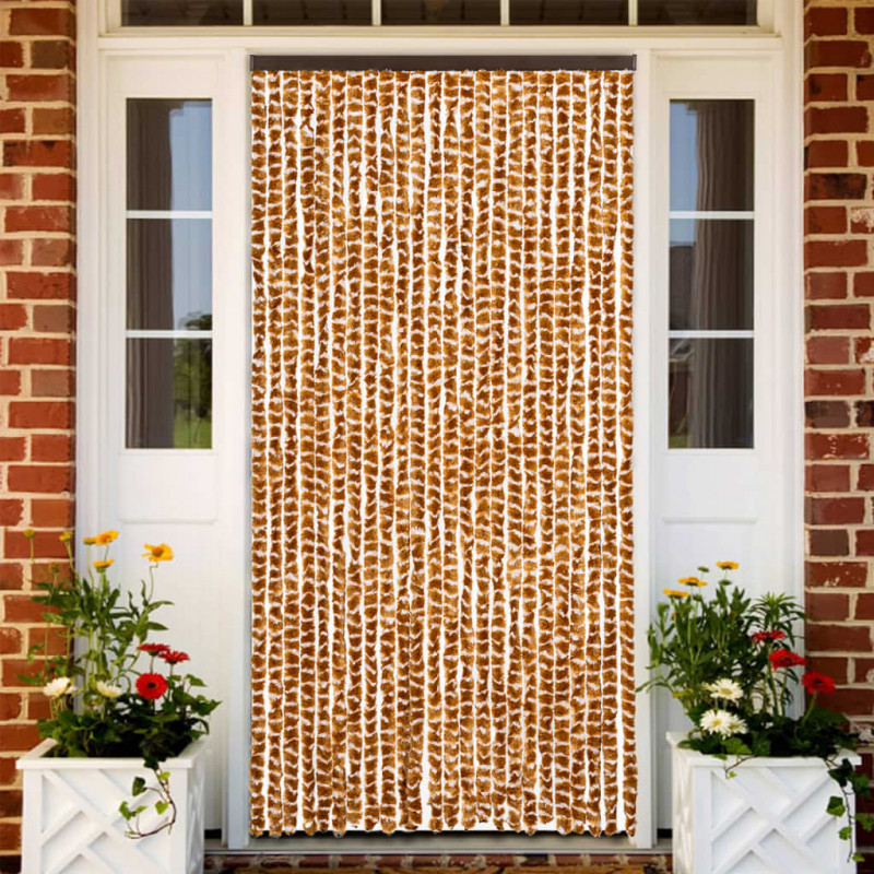 Zasłona przeciwko owadom, ochra i biel, 100x230 cm, szenil