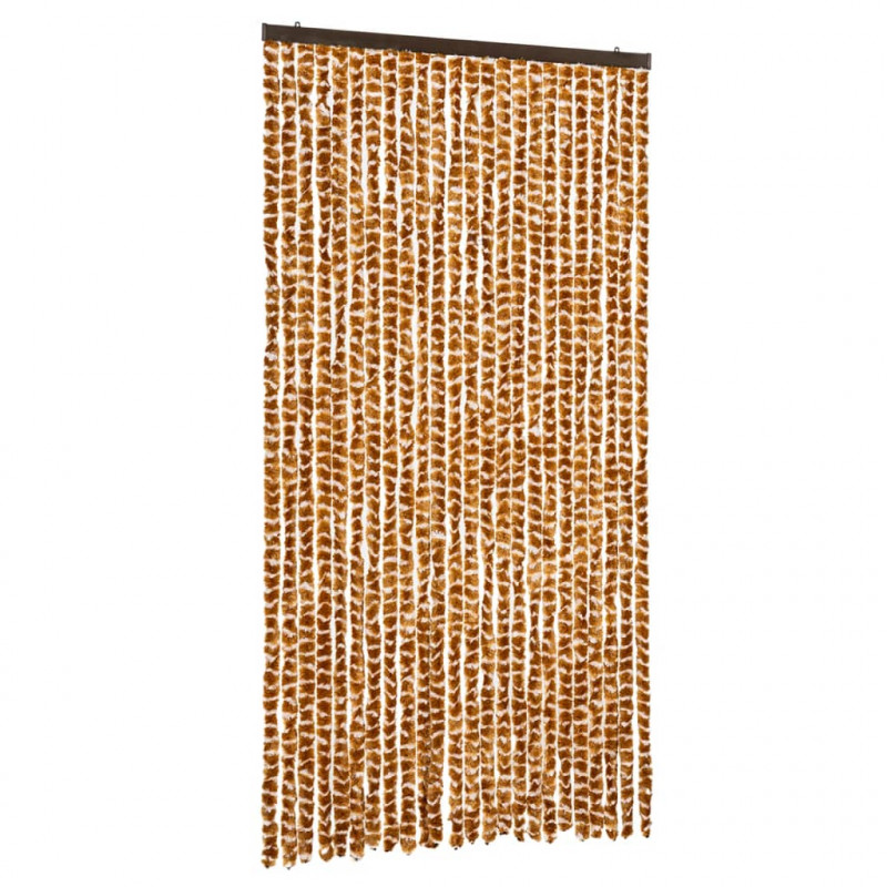 Zasłona przeciwko owadom, ochra i biel, 100x230 cm, szenil