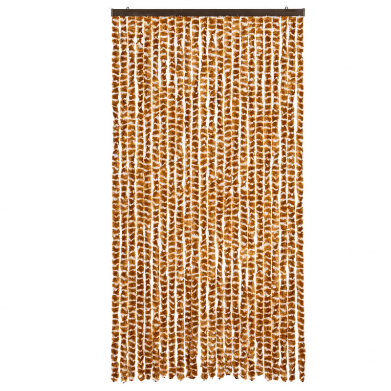 Zasłona przeciwko owadom, ochra i biel, 100x230 cm, szenil