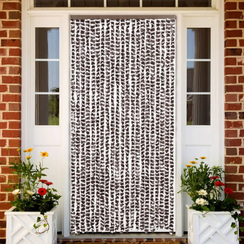 Zasłona przeciwko owadom, brązowo-biała, 90x200 cm, szenil
