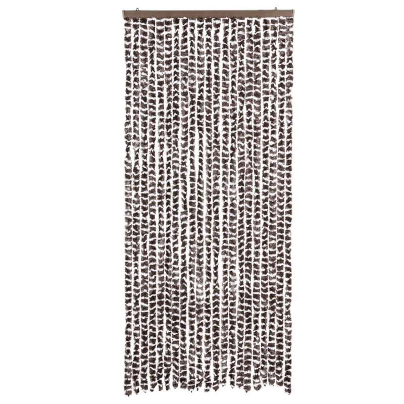 Zasłona przeciwko owadom, brązowo-biała, 90x200 cm, szenil