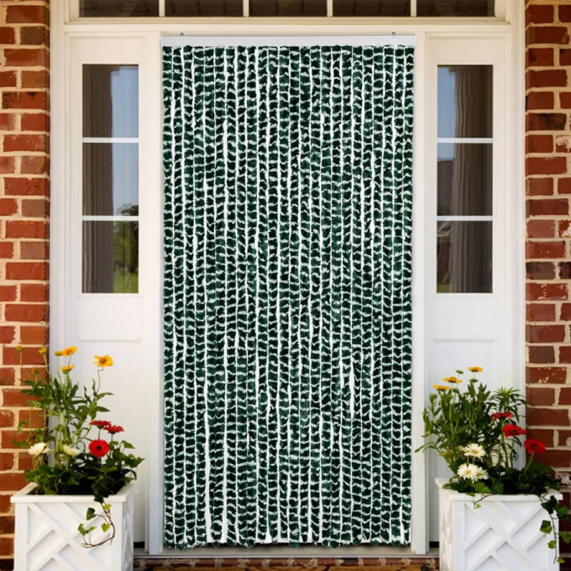 Zasłona przeciwko owadom, zielono-biała, 100x230 cm, szenil