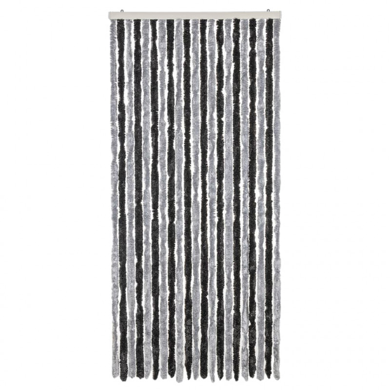 Zasłona przeciwko owadom, szaro-czarna, 90x200 cm, szenilowa