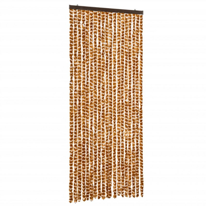 Zasłona przeciwko owadom, ochra i biel, 56x200 cm, szenilowa