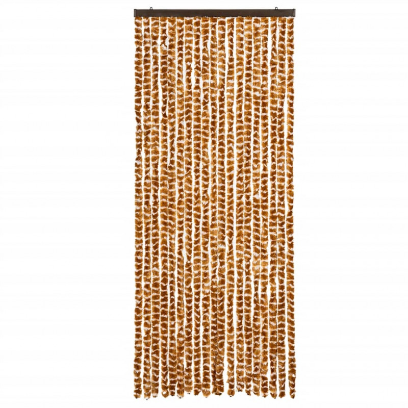 Zasłona przeciwko owadom, ochra i biel, 56x200 cm, szenilowa