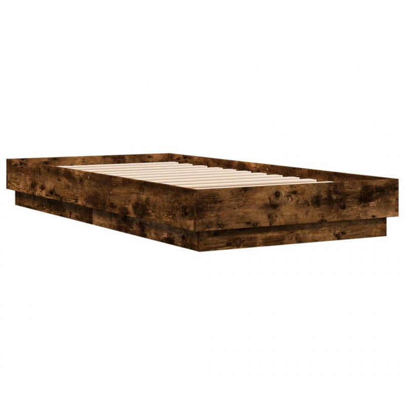 Łóżko bez materaca, przydymiony dąb, 90x190 cm