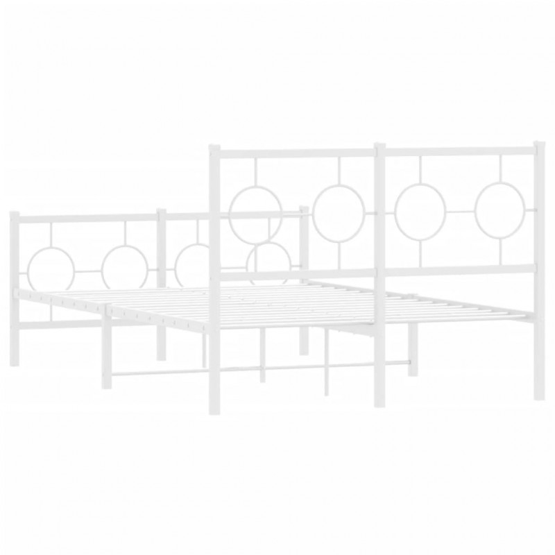 Metalowa rama łóżka z wezgłowiem i zanóżkiem, biała, 120x200 cm