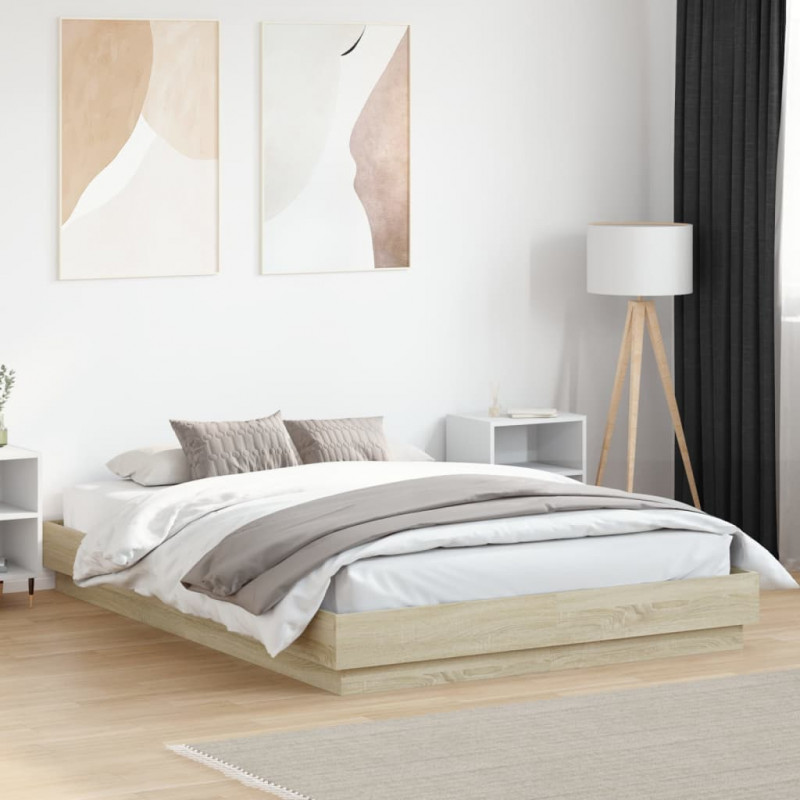Rama łóżka z oświetleniem LED, dąb sonoma, 120x200 cm