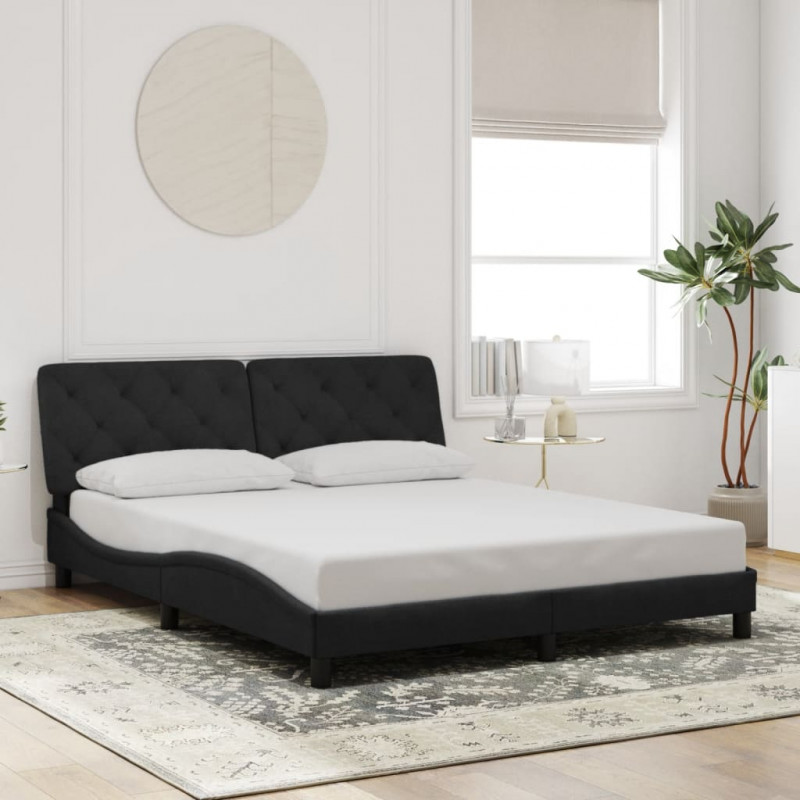 Rama łóżka z LED, czarna, 160x200 cm, aksamitna