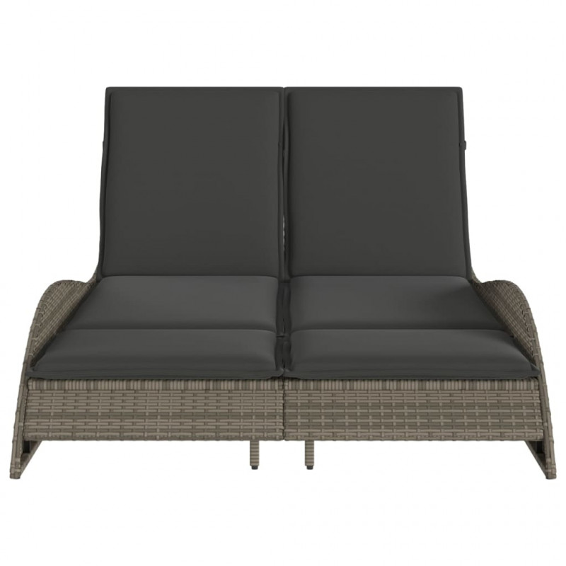 Leżanka z poduszkami, szara, 114x205x73 cm, polirattan