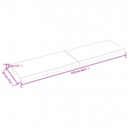 Blat ciemnobrązowy 220x60x(2-6) cm drewno z naturalną krawędzią