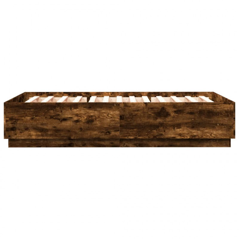Rama łóżka z LED, przydymiony dąb, 150x200 cm