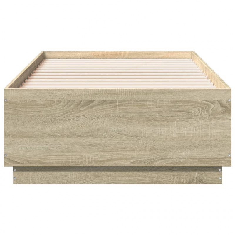 Rama łóżka z LED, dąb sonoma, 75x190cm, materiał drewnopochodny