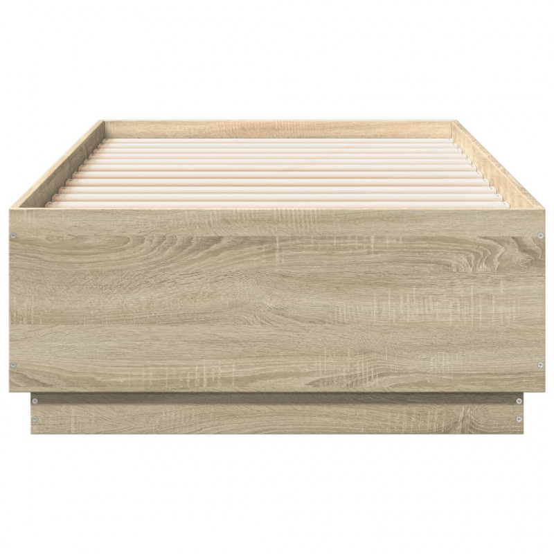 Rama łóżka z LED, dąb sonoma, 90x190cm, materiał drewnopochodny