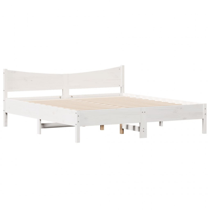 Łóżko bez materaca, białe, 200x200 cm, lite drewno sosnowe