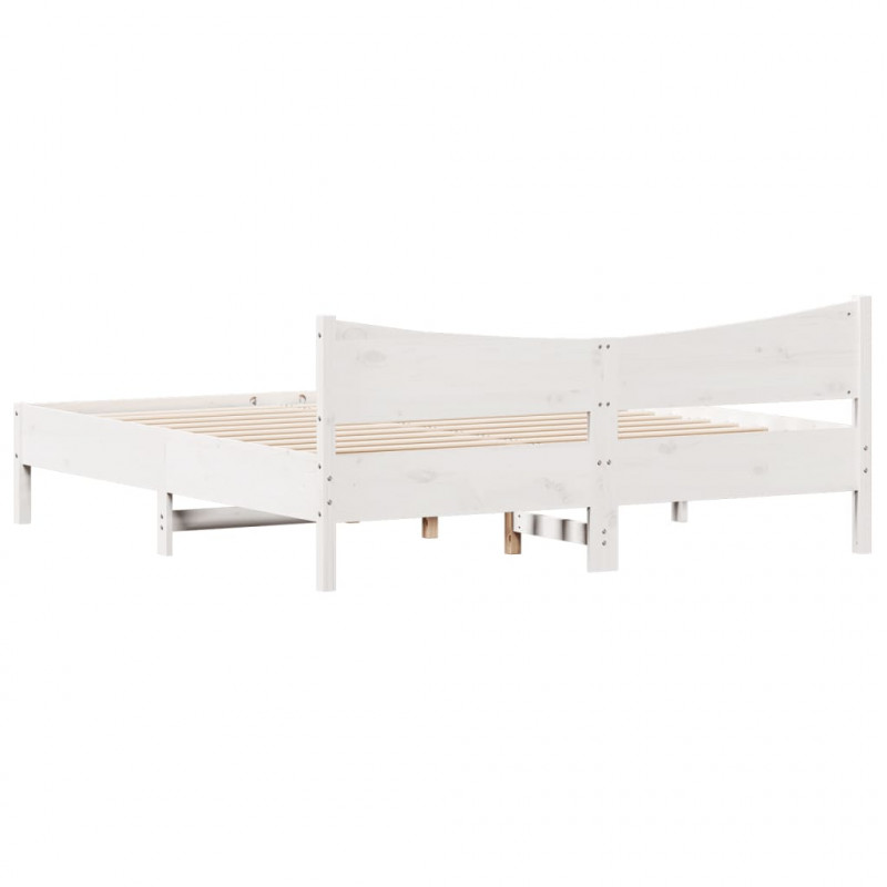 Łóżko bez materaca, białe, 200x200 cm, lite drewno sosnowe