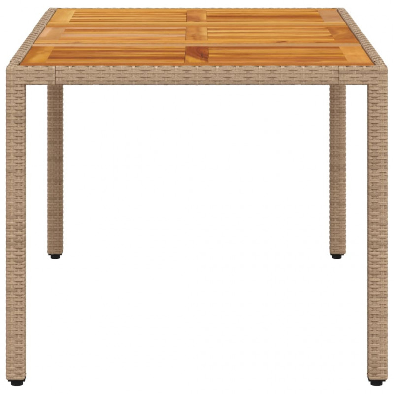 Stół ogrodowy, beżowy 150x90x75 cm, rattan PE i drewno akacjowe