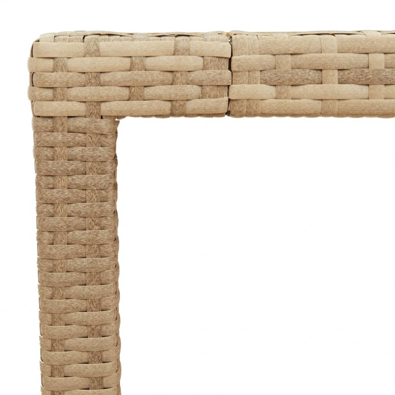 Stół ogrodowy, beżowy 150x90x75 cm, rattan PE i drewno akacjowe