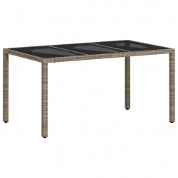 Stół ogrodowy ze szklanym blatem, szary 150x90x75 cm, rattan PE