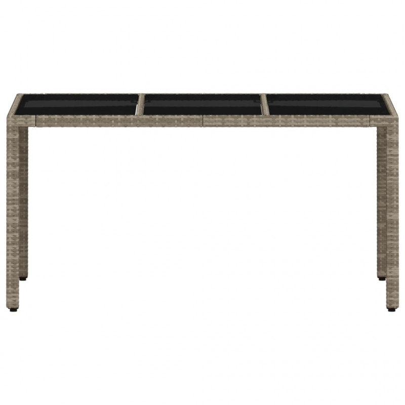 Stół ogrodowy ze szklanym blatem, szary 150x90x75 cm, rattan PE