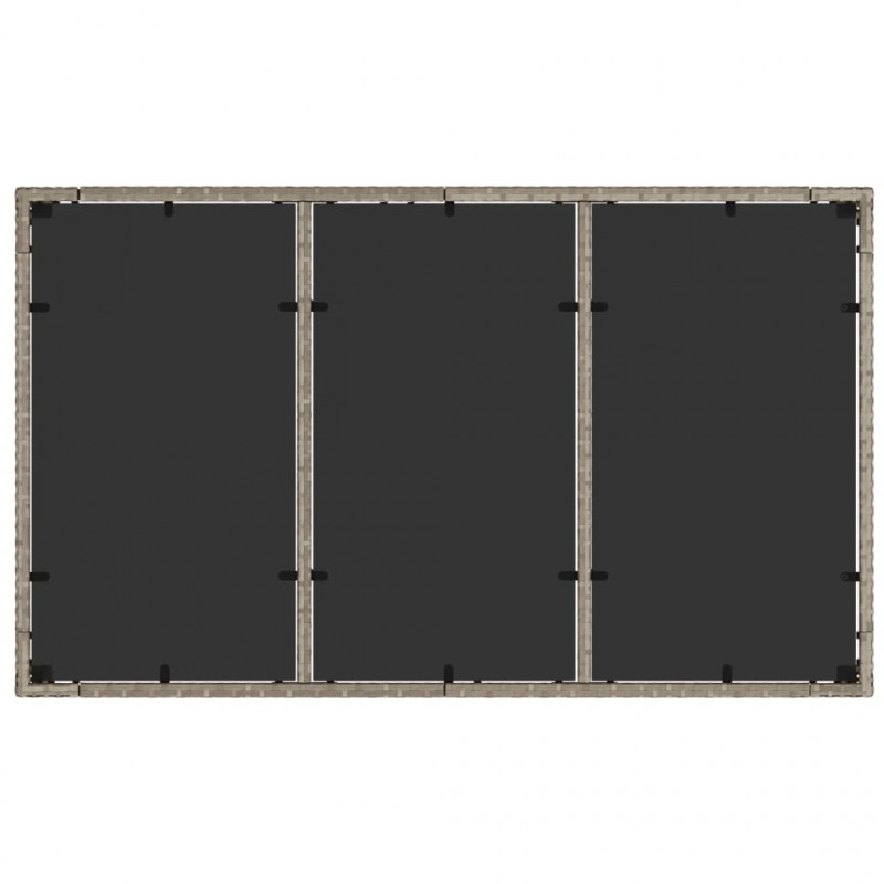 Stół ogrodowy ze szklanym blatem, szary 150x90x75 cm, rattan PE