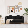 Sofa 2-osobowa z poduszkami, czarna, aksamit