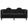 Sofa 2-osobowa z poduszkami, czarna, aksamit