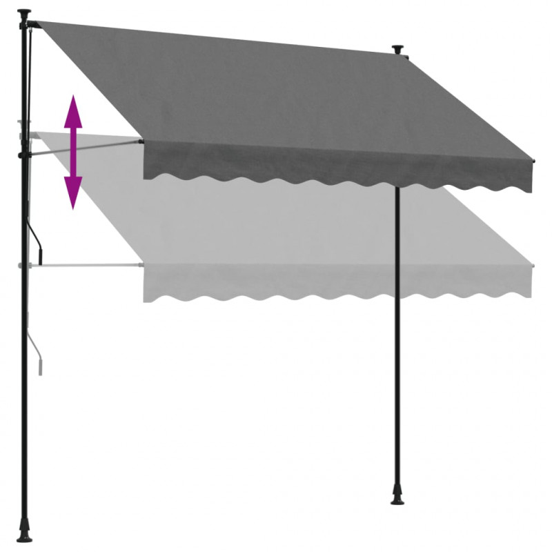 Markiza zwijana, antracytowa, 250x150 cm, tkanina i stal