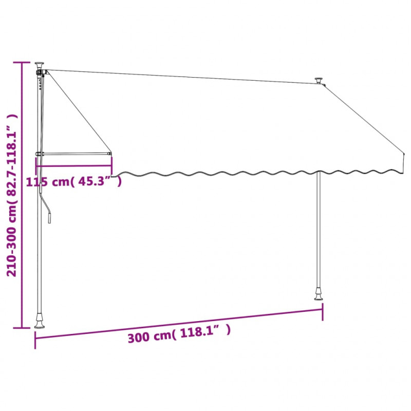 Markiza zwijana, kremowa, 300x150 cm, tkanina i stal
