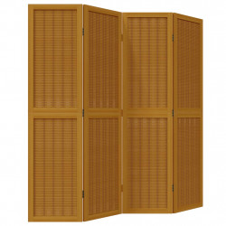 Parawan pokojowy, 4-panelowy, brązowy, lite drewno paulowni